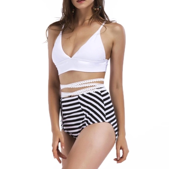 LAST ONE High Waist Stripe Bikini - Picture 5 of 7